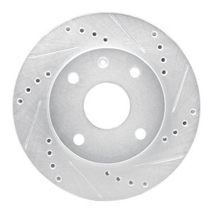 Chevrolet Optra Brake Rotor (1) - Front Right - R1 Concepts - Drilled & Slotted - Silver - `04-`10